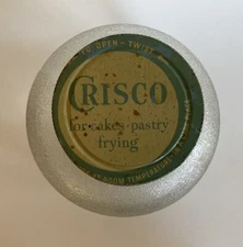 Vtg Kerr Lg Crisco Glass Jar w/Metal Lid AHK (Alexander H Kerr) 6in T USA