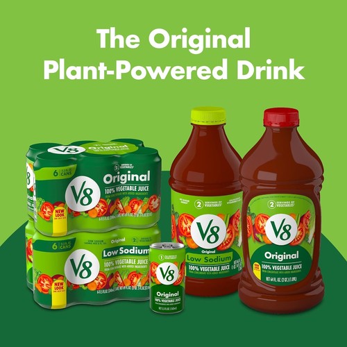 (6 Pack) V8 Low Sodium Original 100% Vegetable Juice with Vitamins, 5.5 Fl Oz - 第 7/7 張圖片