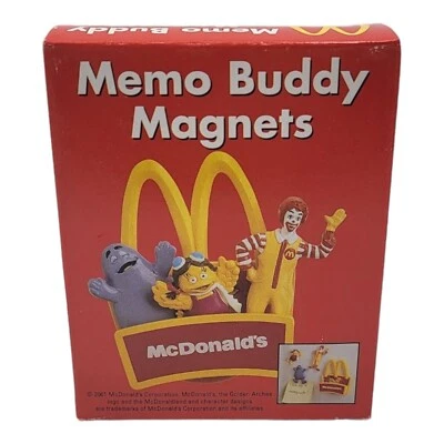 Vintage McDonald's Memo Buddy Magnets Set Ronald Evil Grimace Giftco 2001 - NEW