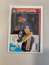 1991 Topps Hockey Card 190 BRETT HULL LEAGUE LEADERS