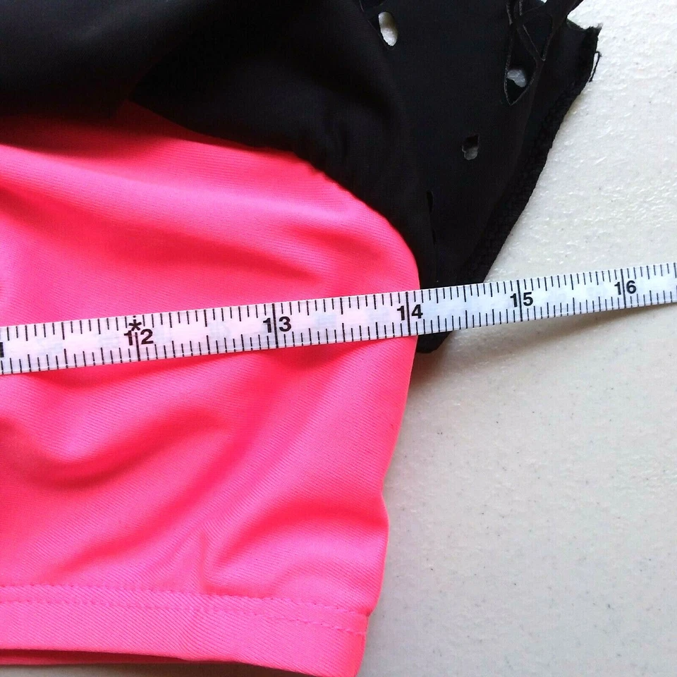 Top de bikini Joe Boxer Juniors rosa/negro recortado - talla mediana Foto 3 de 4