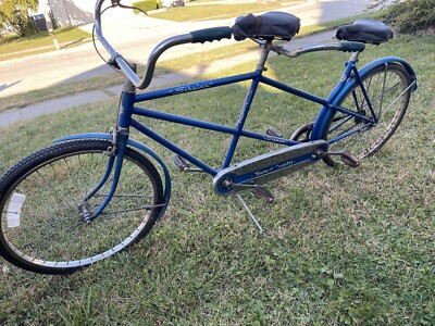 Rare Vintage 1950s Blue SCHWINN TOWN COUNTRY Tandem