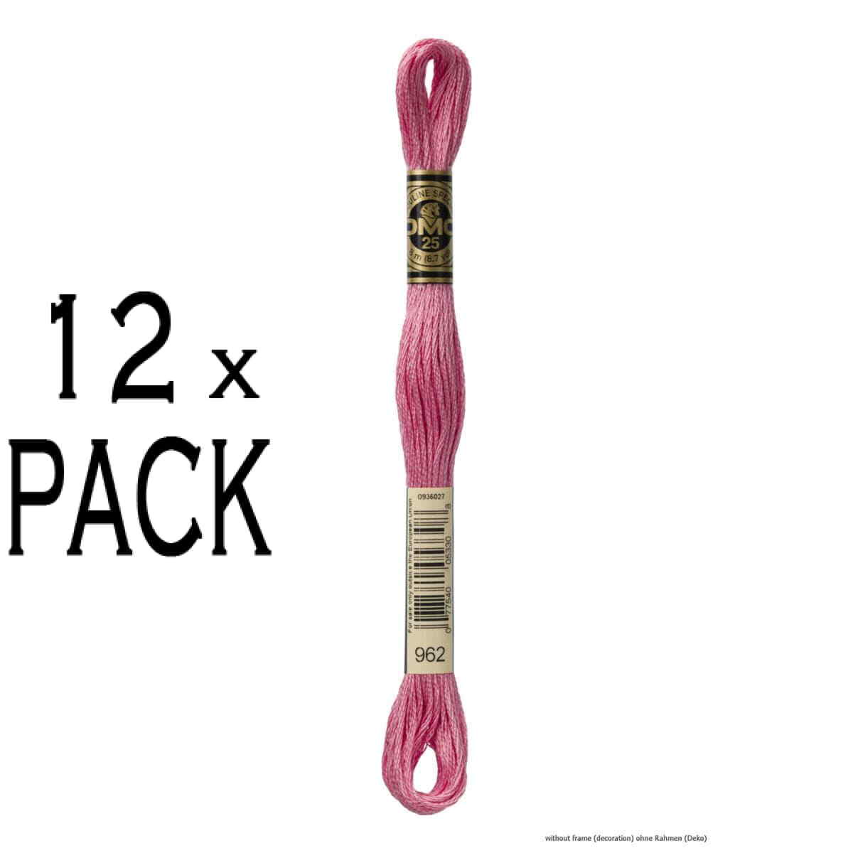 12x DMC Embroidery thread Mouline Special 117MC -962, 6 stranded, 8m