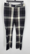 Urban Outfitters Pants Womens XS Black Brown Plaid Tapered Fit Academia Y2K 90s