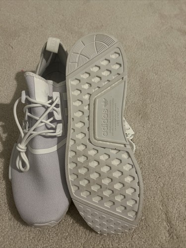 Adidas Originals NMD R1 Boost Men's Shoes White Black Gum Primeblue size 13. NWT - Imagen 6 de 13