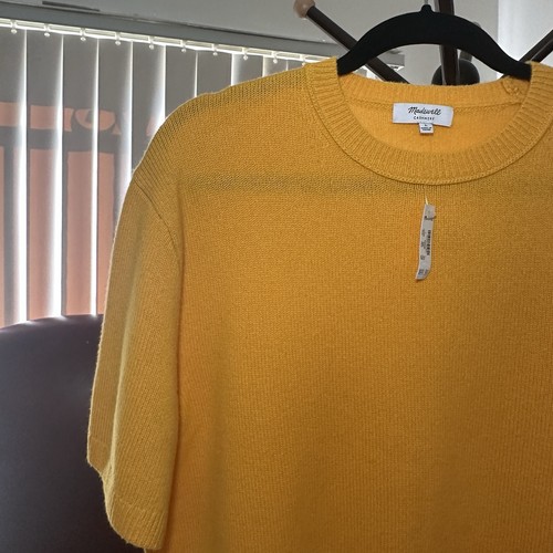 Camiseta Suéter Relajada Manga Corta Cachemira Madewell Amarilla Para Mujer Talla L Nueva con Etiquetas $99 - Imagen 4 de 8