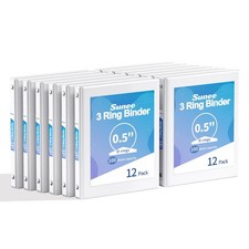 1/2 Inch Binders 3 Ring 12 Pack Bulk, 3 Ring Binders Clear View PVC-Free Fit...