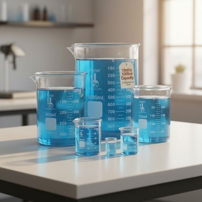 ASTM E960 Certified Glass Beaker Set with Round Bottom for Lab Applications