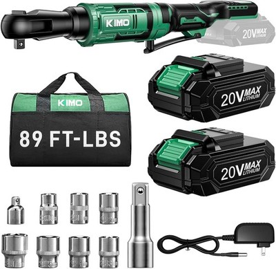 20V Cordless Ratchet Wrench 3/8, 89Ft-lbs 400RPM Electric Ratchet Wrench Set