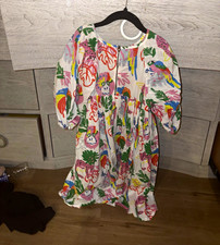 Stella McCartney Girls 8 Multicolor Animal Print A-Line Balloon Sleeve Dress