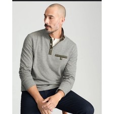 UNTUCKIT Parkson Mens XXLarge Gray 1/4 Button Mock Neck Pullover Sweater