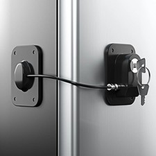 Refrigerator Lock 2 Packs, Fridge with Silicone Wire Protection Black