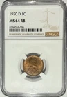 1920 D Lincoln Wheat Cent 1¢ NGC MS64 RED BROWN ☆❗️TOUGH DATE IN RB/SCARCE❗️☆
