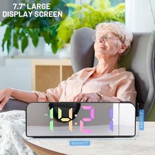 LED Alarm Wecker mit Projektion Digital Spiegel USB Alarmwecker Tischuhr Snooze