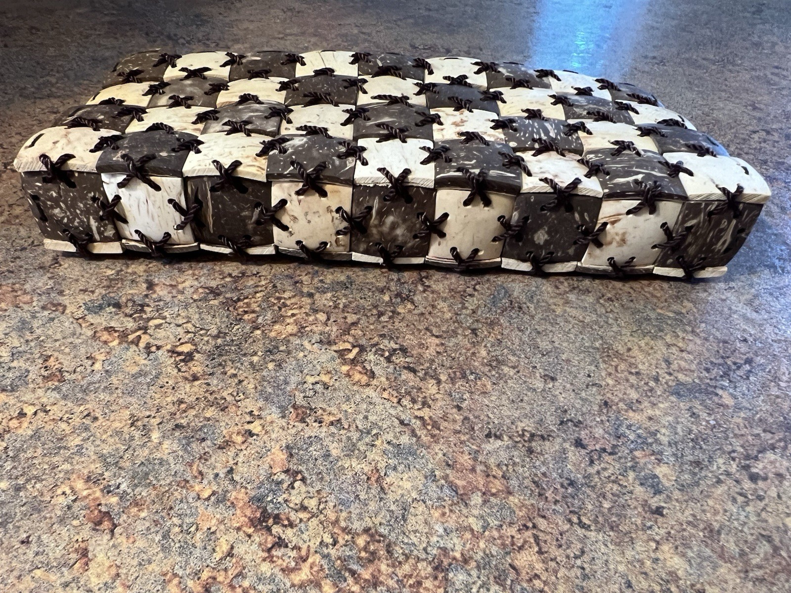 Coconut Shell Purse Patchwork Style Clutch Natura… - image 2