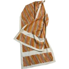 Vtg Vera Neumann Scarf 100 Polyester Made in Japan Orange Beige Striped Design