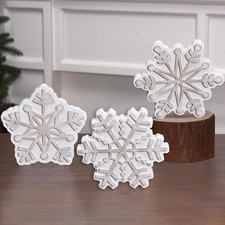 Christmas Tabletop Decorations, 3 Pcs Wooden Snowflake Table Signs, Rustic Wi...