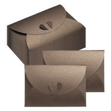 4.1x2.8 Inch Mini Card Envelopes, 24PCS Cute Cards with Heart Clasp, Coffee