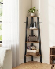 Corner Shelf Stand, 4-Tier Corner Bookshelf, Industrial Corner Ladder Shelf