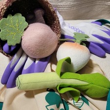 Felted Plush Vegetables Turnip Beet Leek Garden Apron Play Pretend