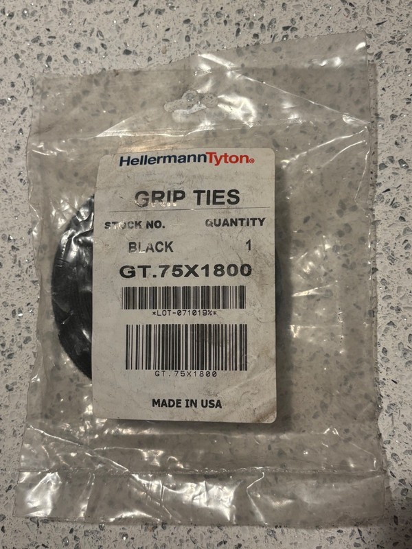 Hellermanntyton Grip Tie Roll Polyethylene Black 0.75" x 180" GT.75X1800 NIP