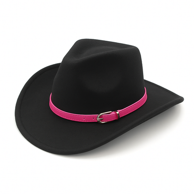 Cowboy Cowgirl Western Felt Hat with Pink Band Buckle  display picture 2