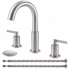 Brushed Nickel 3 Hole Bathroom Faucet, Widespread Modern 8 inch 2 Handle Bath...