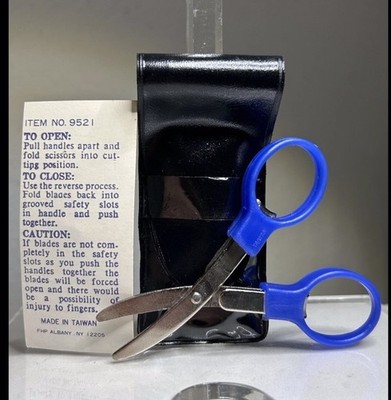 Vintage Folding Collapsible Scissors In Vinyl Case ~ Taiwan