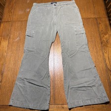 Aeropostale Low Rise Flare Utility Cargo Pants Olive Cotton Lyocell Pockets