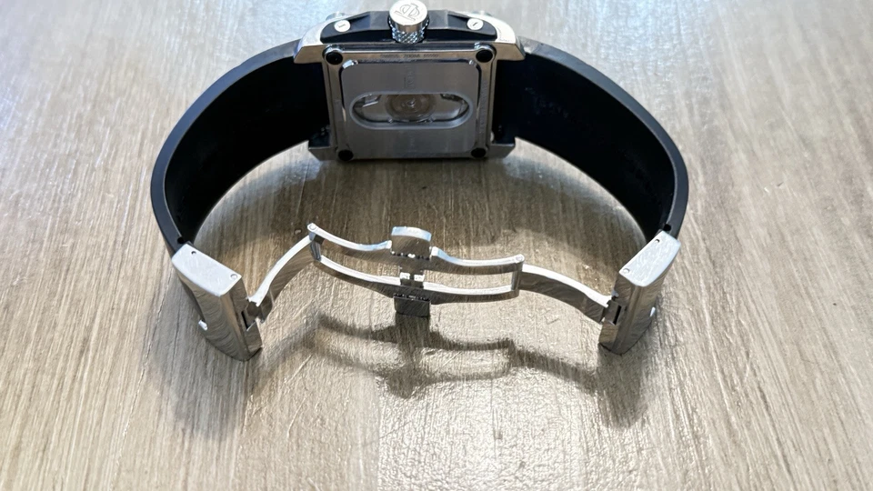 Baume & Mercier Hampton Square Dual Time Steel Mens 37mm Automatic Watch 65590 - Image 3 of 4