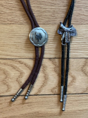 Set of 2 Silver Tone Bolos with Saddles, 32 