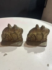 Vintage Western Cowboy Grazing Horse Equestrian Metal Bookends