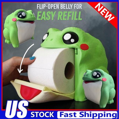 Frodrick the Frog Toilet Paper Holder - 3D Printed Bathroom Decor with Flip Bell