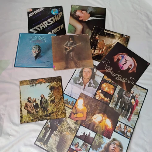 Classic Rock 7 LP Vinyl Lot - Eagles, Styx, Jeff Beck, America w/ Poster VG+