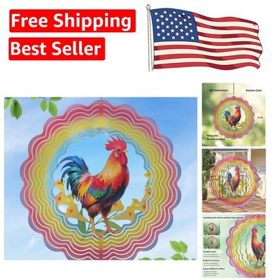 Captivating 3D Chicken Wind Spinner   Vibrant Decorative Gift for Gardens