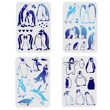 FINGERINSPIRE 4Pcs Penguin Stencils 11.7x8.3 inch inches,