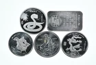 Lot 5 VINTAGE 1 Oz Silver Bars/Rounds Art Bars Collection Poured .999 *431