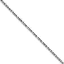 1.65mm 14k White Gold Solid Wheat Chain Necklace