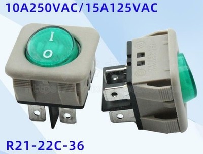 10pcs NEW PRONIC R2 Power Rocker Switch 4 pins Green Lamp 10A 250VAC  #mj