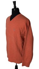 GANT Men  s Lambswool V-Neck Sweater Rust Burnt Orange Pullover XL