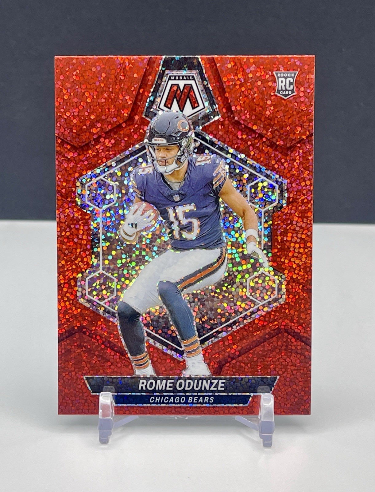 2024 Panini Mosaic Football Rome Odunze RC Rookie Red Sparkle Prizm SSP #309