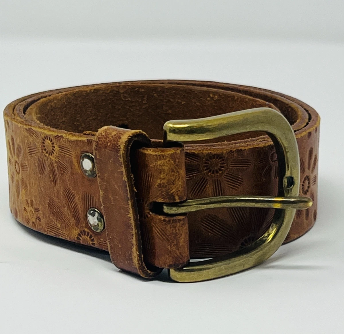 Linea Pelle Womens brown Black large Leather adjustable embroidered Belt The Reign Belt | Linea Pelle main image 2