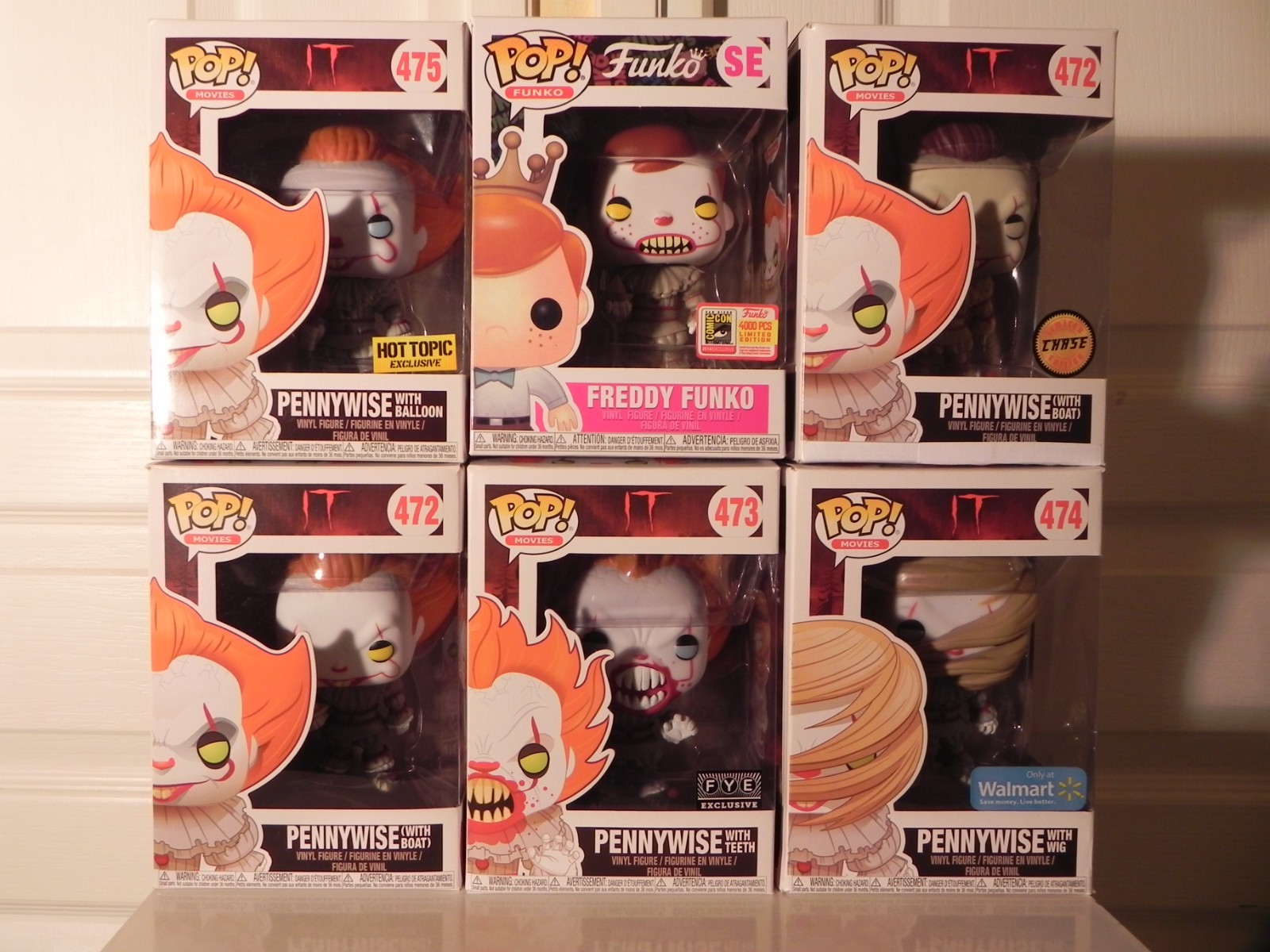 Funko Pop Pennywise lot de 6 figurines en vinyle avec Freddy Custom rare pour vitrine Geek