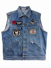 Vintage Georges Marciano for Guess Denim MotorcyclePatchwork Vest Jacket XL