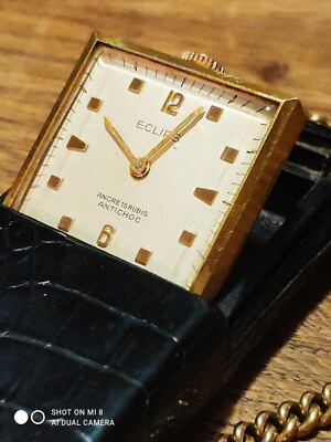 Eclips - Vintage mechanische Taschenuhr mit 45cm vergoldeter Kette - 45h PwrRsrv