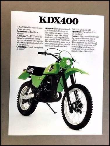 1980 Kawasaki Kdx400 Motorcycle Dirt Bike 1 Page Vintage Brochure Spec Sheet Ebay 1980 Kawasaki Kdx400 Motorcycle Dirt Bike 1 Page Vintage Brochure Spec Sheet Ebay