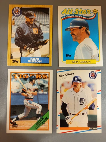 8 Card Lot Kirk Gibson Tigers, Dodgers, Royals - Excellent condition
