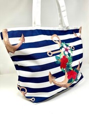 Bolso Shopper Unisex de Tela al Hombro Estampado Náutico Brillante 100% Algodón