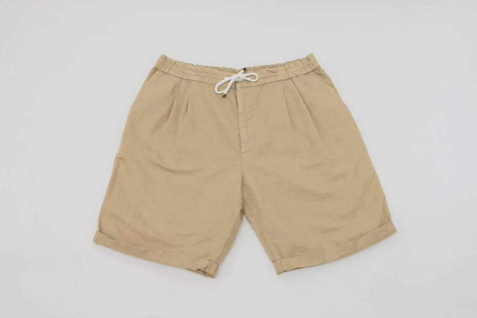 Bermudas Brunello Cucinelli para hombre con cordón caqui A248 nuevas con etiquetas