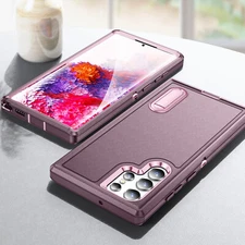 For Samsung S22 S23 S24 S25 Ultra/Edge Shockproof Armor Rubber Stand Case Cover